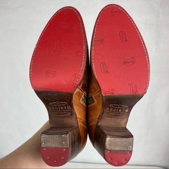 Bed Stu Carla Boot Mustard Rustic Low Leather Ankle Booties Organically Tanned - Picture 10 of 15